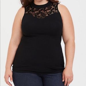 Sleeveless black lace top
